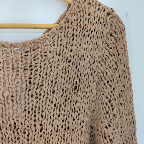 ザラ ZARA knit sweater with woven trim テープ 織り込み オーバーサイズ ニット レディース import:M