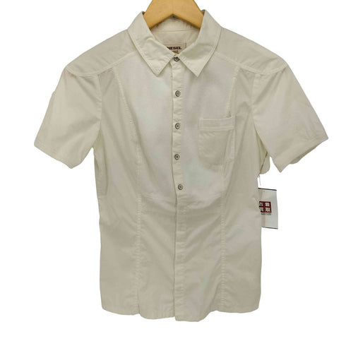 ディーゼル DIESEL 異素材 切替 S/S シャツ ブラウス Y2K レディース import:XS