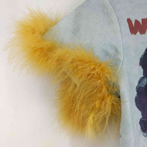 wil wil ファー付き フロントプリント Tシャツ レディース M
