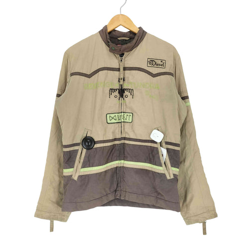 ディーゼル DIESEL ロゴ刺繍ライダースジャケット メンズ M