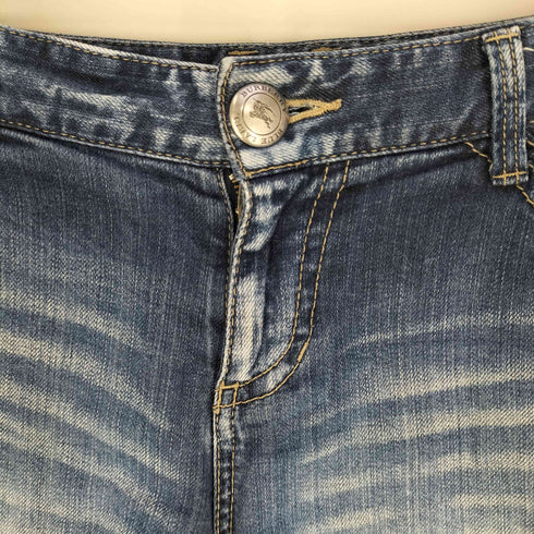 バーバリーブルーレーベル BURBERRY BLUE LABEL ホースロゴ刺繍 ノバチェック デニムショートパンツ レディース EUR:38