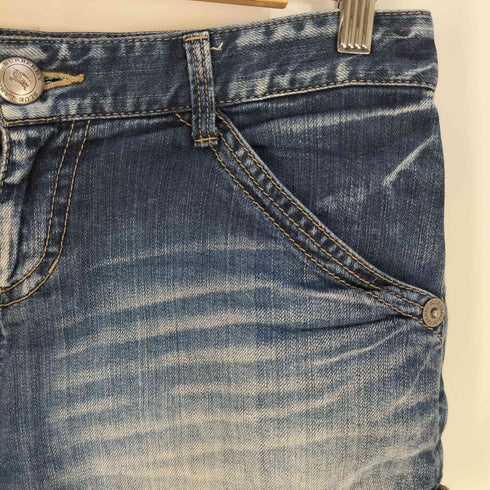 バーバリーブルーレーベル BURBERRY BLUE LABEL ホースロゴ刺繍 ノバチェック デニムショートパンツ レディース EUR:38