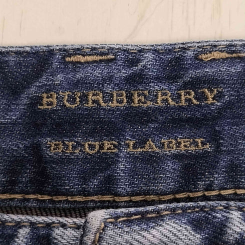 バーバリーブルーレーベル BURBERRY BLUE LABEL ホースロゴ刺繍 ノバチェック デニムショートパンツ レディース EUR:38