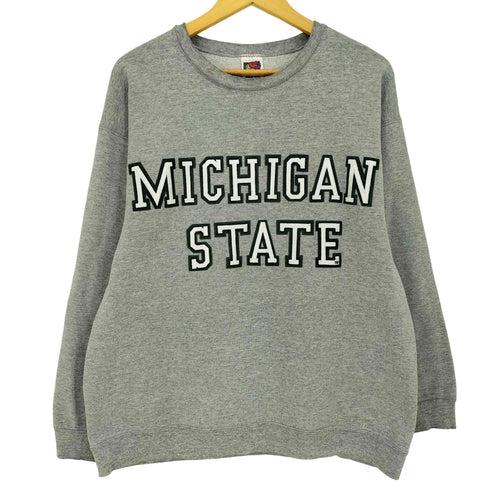 フルーツオブザルーム FRUIT OF THE LOOM 90s SUPER COTTON MICHIGAN STATE 2段カレッジ クルーネックスウェット メンズ import:L