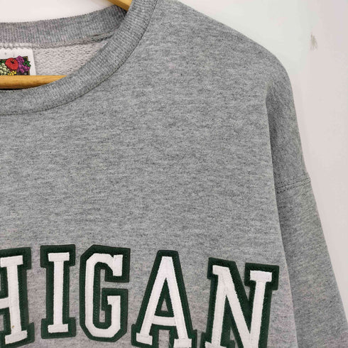 フルーツオブザルーム FRUIT OF THE LOOM 90s SUPER COTTON MICHIGAN STATE 2段カレッジ クルーネックスウェット メンズ import:L