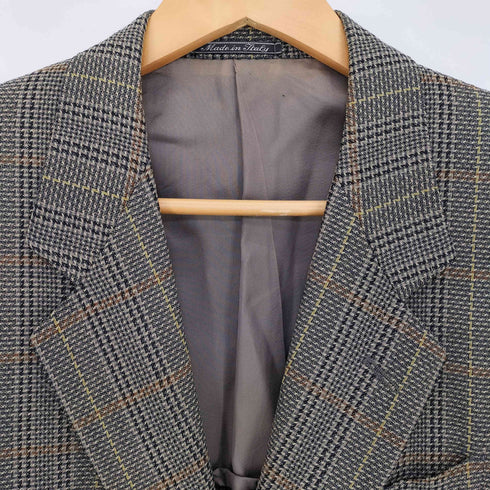 エルメネジルドゼニア Ermenegildo Zegna イタリア製 チェック パワーショルダー 2B テーラードジャケット メンズ