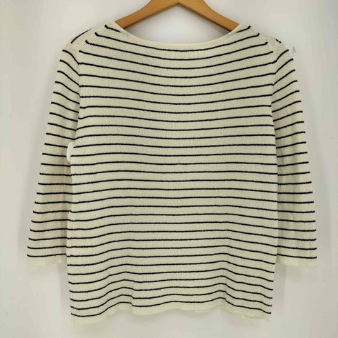 エディーバウアー Eddie Bauer 90S 白タグ ボーダー タオル地 七分丈 Tシャツ レディース import:S