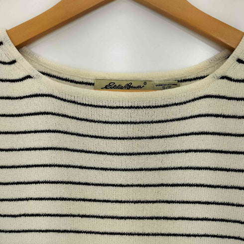 エディーバウアー Eddie Bauer 90S 白タグ ボーダー タオル地 七分丈 Tシャツ レディース import:S