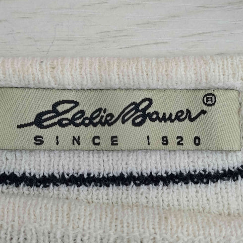 エディーバウアー Eddie Bauer 90S 白タグ ボーダー タオル地 七分丈 Tシャツ レディース import:S