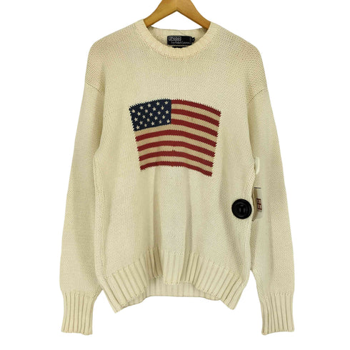ポロバイラルフローレン Polo by RALPH LAUREN 星条旗 コットン ニット メンズ import:M