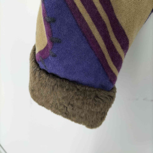 アルベロベロ OLLEBOREBLA 襟ファー アニマル柄 ボタン刺繍 ジャケット レディース