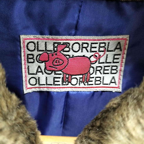 アルベロベロ OLLEBOREBLA 襟ファー アニマル柄 ボタン刺繍 ジャケット レディース