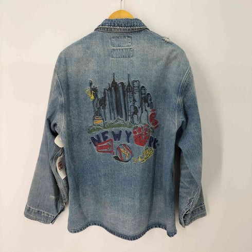 アヴィレックス AVIREX DENIM COVERALL 刺繍 ダメージ加工 メンズ JPN:L