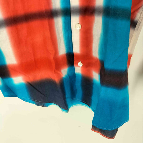 イッセイミヤケ ISSEY MIYAKE 21SS 黒タグ タイダイ染め 総柄 チェック 襟芯 レギュラー カラー シャツ メンズ JPN:1