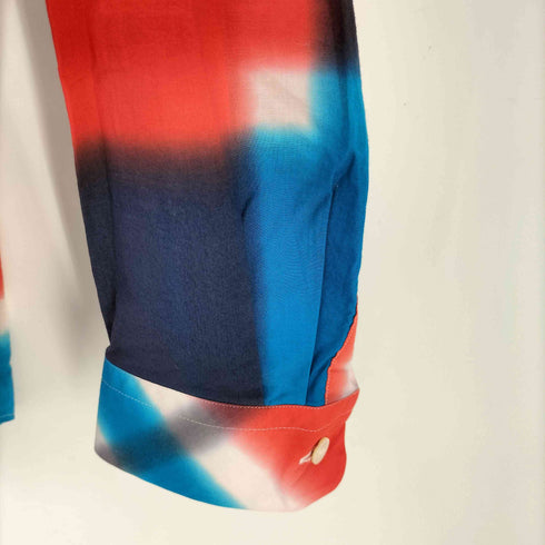 イッセイミヤケ ISSEY MIYAKE 21SS 黒タグ タイダイ染め 総柄 チェック 襟芯 レギュラー カラー シャツ メンズ JPN:1