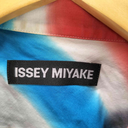 イッセイミヤケ ISSEY MIYAKE 21SS 黒タグ タイダイ染め 総柄 チェック 襟芯 レギュラー カラー シャツ メンズ JPN:1