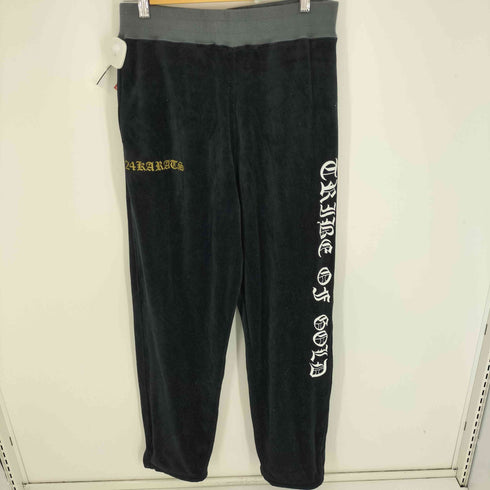 トゥエンティーフォーカラッツ 24karats 両面プリント フーデッド ダブルジップ ベロア パーカー 両面プリント ドローコード ベロア スウェット パンツ セットアップ メンズ M