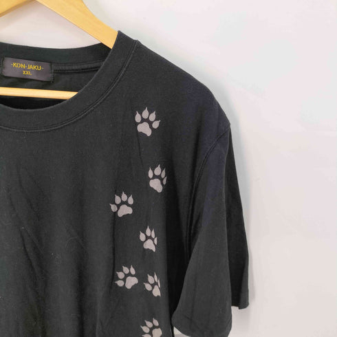 KON JAKU 狐 城 鳥獣戯画 刺繍デザイン クルーネックTシャツ メンズ JPN:XXL