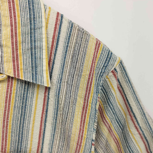 ビッグジョン BIG JOHN S/S 開襟チェックシャツ マルチカラーストライプ メンズ FREE