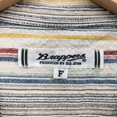 ビッグジョン BIG JOHN S/S 開襟チェックシャツ マルチカラーストライプ メンズ FREE