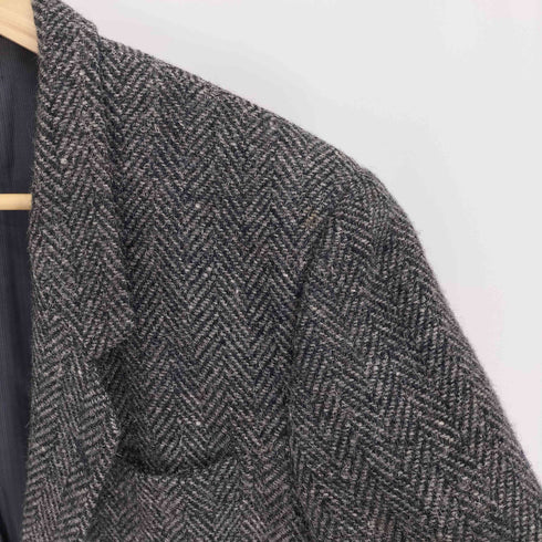 イッセイミヤケメン ISSEY MIYAKE MEN 80S 筆タグ 総裏 肩パッド 2B ヘリンボーン ウール テーラード ジャケット メンズ JPN:L