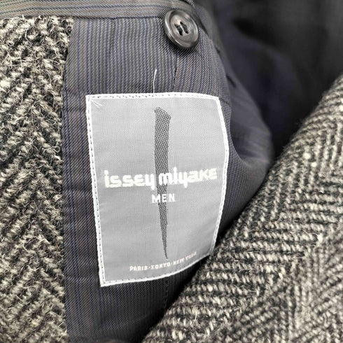 イッセイミヤケメン ISSEY MIYAKE MEN 80S 筆タグ 総裏 肩パッド 2B ヘリンボーン ウール テーラード ジャケット メンズ JPN:L