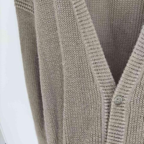 イッセイミヤケメン ISSEY MIYAKE MEN 80S 筆タグ 麻 リネン ローゲージ リブ編み カーディガン メンズ FREE