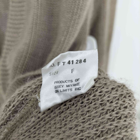 イッセイミヤケメン ISSEY MIYAKE MEN 80S 筆タグ 麻 リネン ローゲージ リブ編み カーディガン メンズ FREE