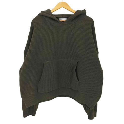 ザラ ZARA オーバーサイズ クロップド ニット パーカー 短丈 メンズ import:L