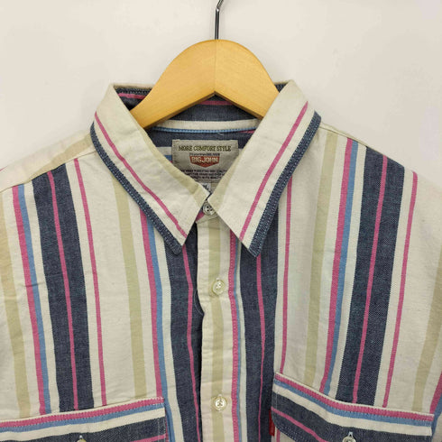 ビッグジョン BIG JOHN L/S フラップポケット ストライプ コットンシャツ ビッグサイズ メンズ 3L