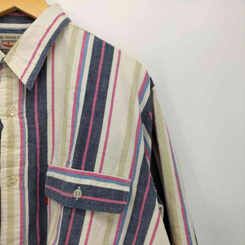 ビッグジョン BIG JOHN L/S フラップポケット ストライプ コットンシャツ ビッグサイズ メンズ 3L