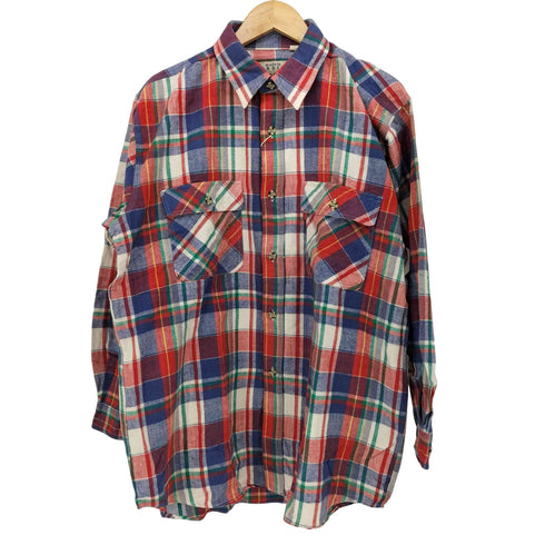 ビッグジョン BIG JOHN L/S フラップポケット ストライプ コットンネルシャツ メンズ JPN:L