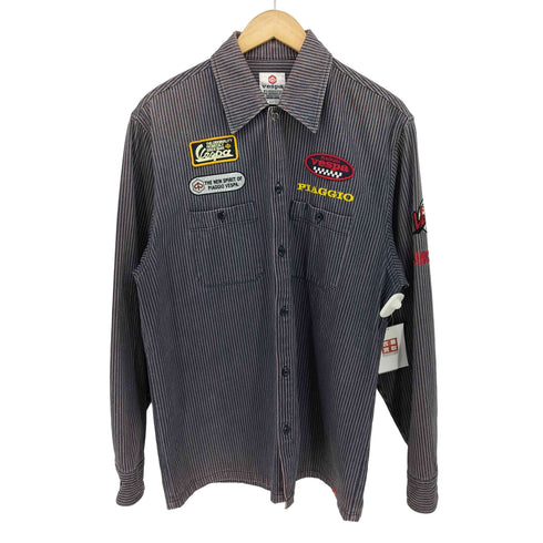 VESPA PIAGGIO 企業 ワッペン ヒッコリーストライプ ワークシャツ メンズ import:M