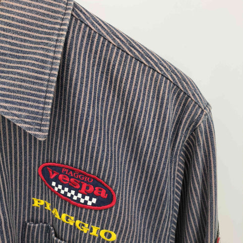 VESPA PIAGGIO 企業 ワッペン ヒッコリーストライプ ワークシャツ メンズ import:M