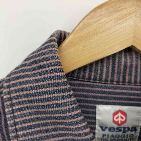 VESPA PIAGGIO 企業 ワッペン ヒッコリーストライプ ワークシャツ メンズ import:M