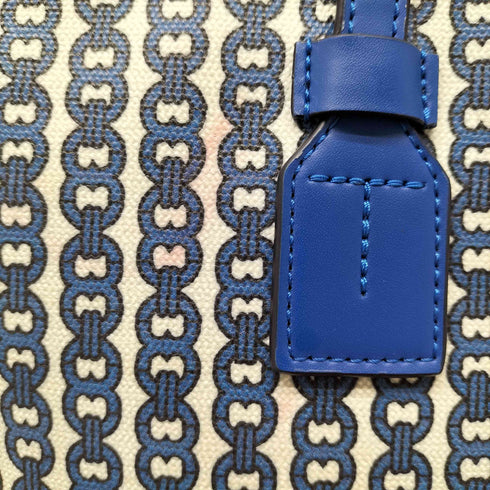 トリーバーチ TORY BURCH GEO LOGO TOTE ジオロゴ PVCコーティング キャンバス レザー 2WAY ショルダー バッグ トート バッグ レディース