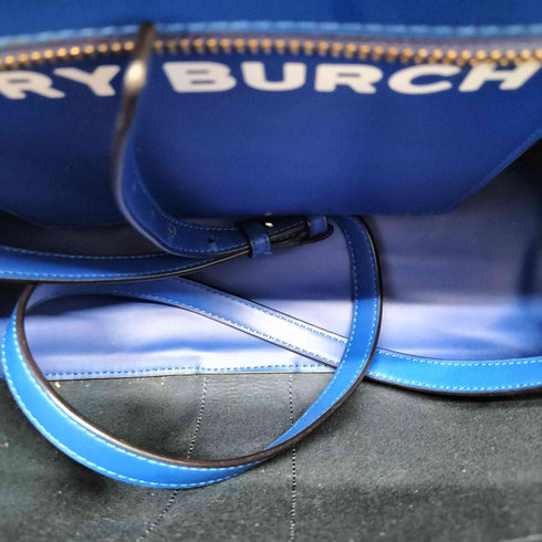 トリーバーチ TORY BURCH GEO LOGO TOTE ジオロゴ PVCコーティング キャンバス レザー 2WAY ショルダー バッグ トート バッグ レディース