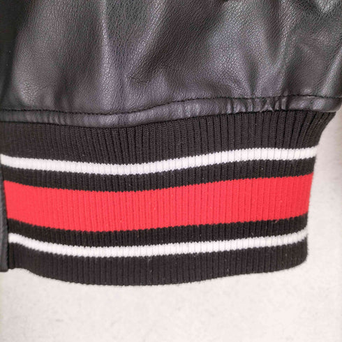ザラ ZARA 総刺繍 フェイクレザーレーシングジャケット メンズ M