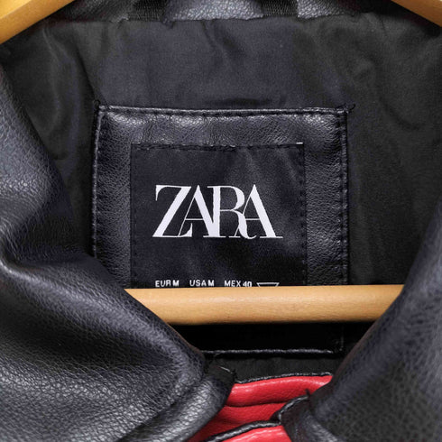 ザラ ZARA 総刺繍 フェイクレザーレーシングジャケット メンズ M