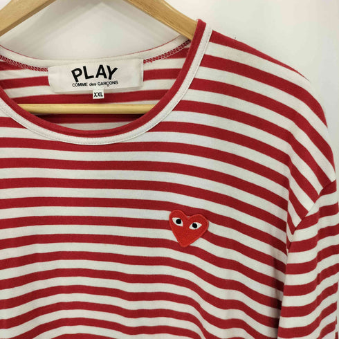 プレイコムデギャルソン PLAY COMME des GARCONS ハート刺繍 ボーダー ロングスリーブTシャツ メンズ JPN:XXL