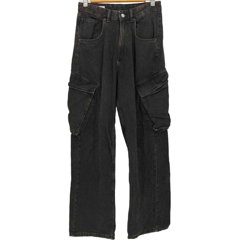 ザラ ZARA TOPSTITCHED CARGO JEANS ブラック カーゴデニム メンズ EUR:36