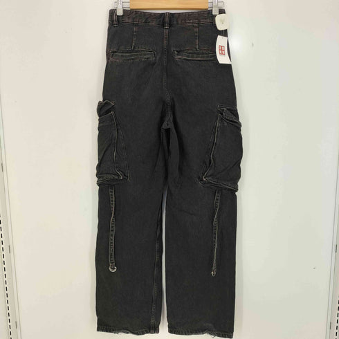 ザラ ZARA TOPSTITCHED CARGO JEANS ブラック カーゴデニム メンズ EUR:36