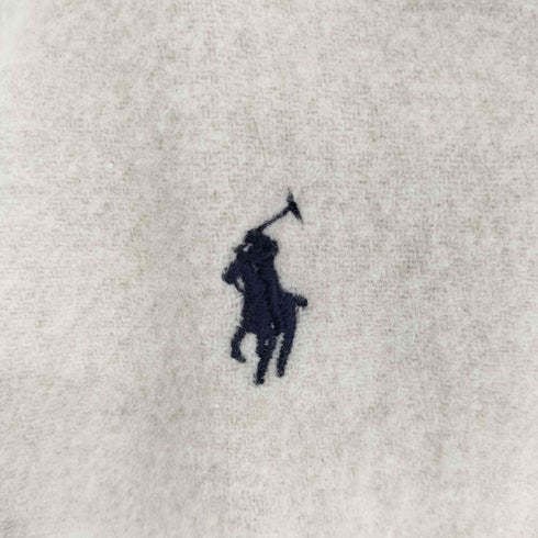ポロラルフローレン POLO RALPH LAUREN イタリア製 ポニー 刺繍 ウール フリンジ マフラー メンズ ONE SIZE