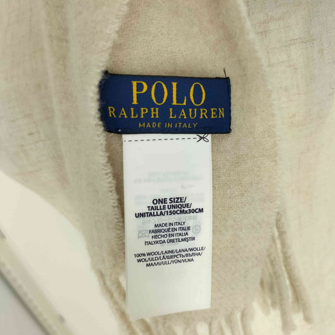 ポロラルフローレン POLO RALPH LAUREN イタリア製 ポニー 刺繍 ウール フリンジ マフラー メンズ ONE SIZE
