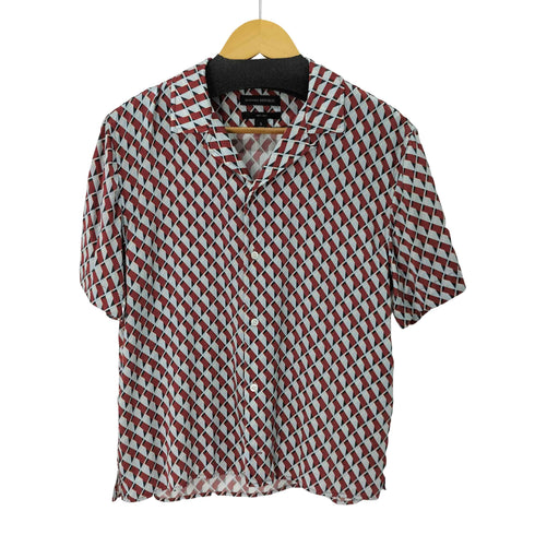 バナナリパブリック BANANA REPUBLIC 総柄 開襟 オープンカラー シルク100 半袖シャツ メンズ import:S