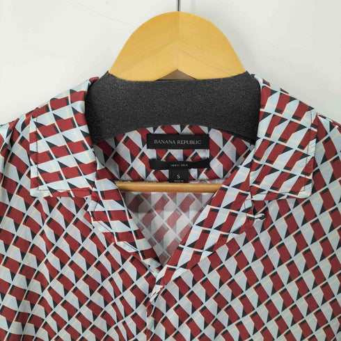 バナナリパブリック BANANA REPUBLIC 総柄 開襟 オープンカラー シルク100 半袖シャツ メンズ import:S
