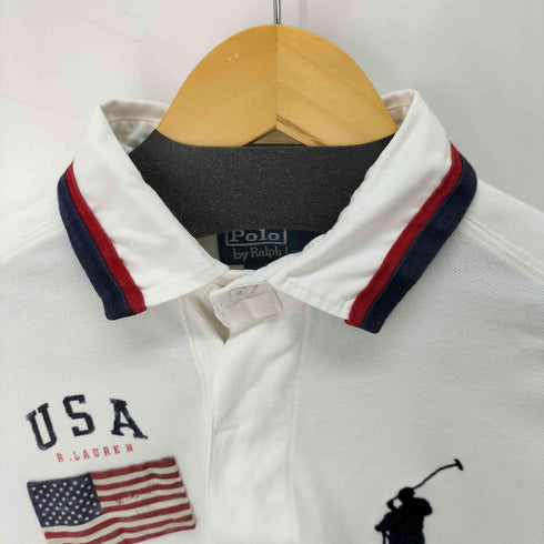 ポロバイラルフローレン Polo by RALPH LAUREN ビックポニー刺繍 アメリカ国旗 ポロシャツ レディース import:S