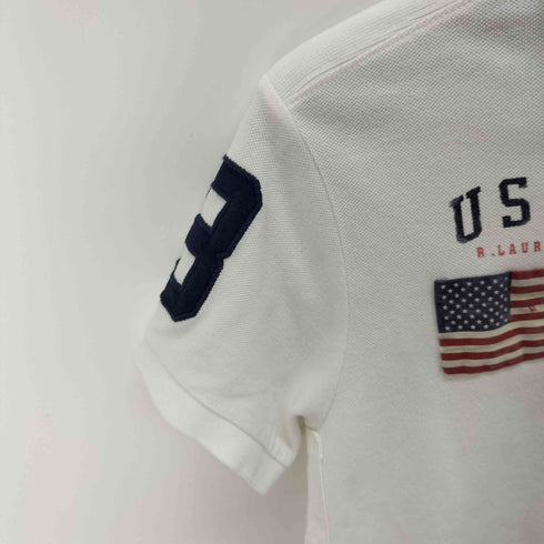 ポロバイラルフローレン Polo by RALPH LAUREN ビックポニー刺繍 アメリカ国旗 ポロシャツ レディース import:S
