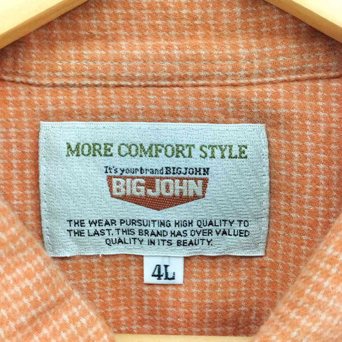 ビッグジョン BIG JOHN L/S フラップポケット ソフト ネルシャツ ビッグサイズ メンズ 4L