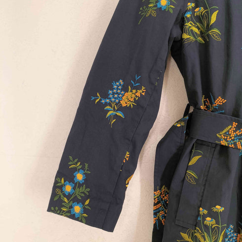 VIANTE 総刺繍花柄コットンステンカラーコート レディース